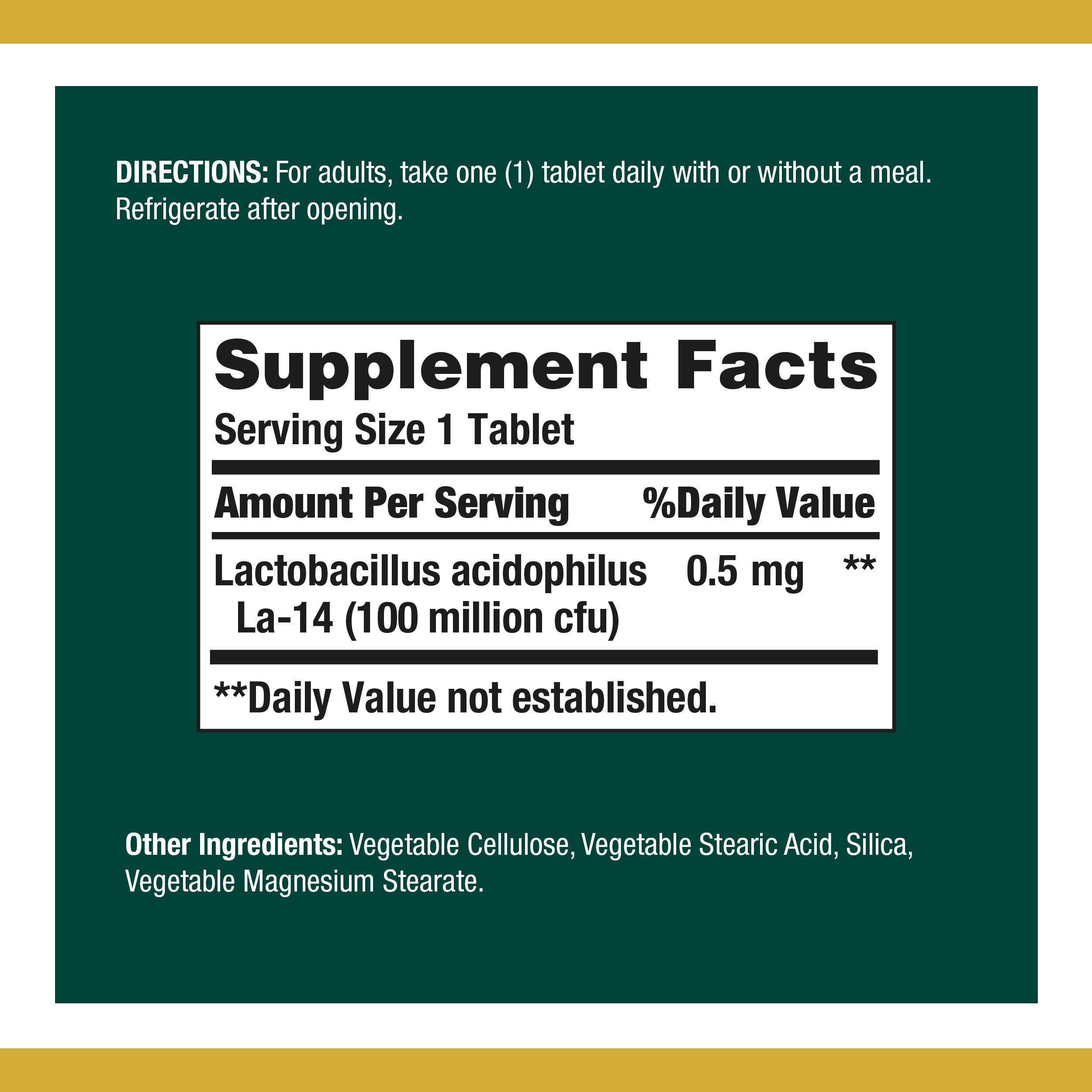 Acidophilus Probiotic by Nature's Bounty, Dietary Supplement, For Digestive Health, Twin Pack, 200 Tablets (7572874100974)